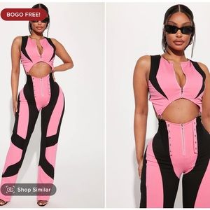 Fashion Nova Rolling Up color block jumpsuit